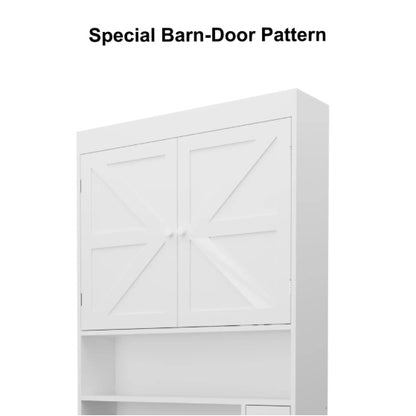 US Local Over The Toilet Storage Cabinet With 2 Door  Home Space Saving Toilet Rack, Farmhouse Style For Bathroom, Restroom, Laundry