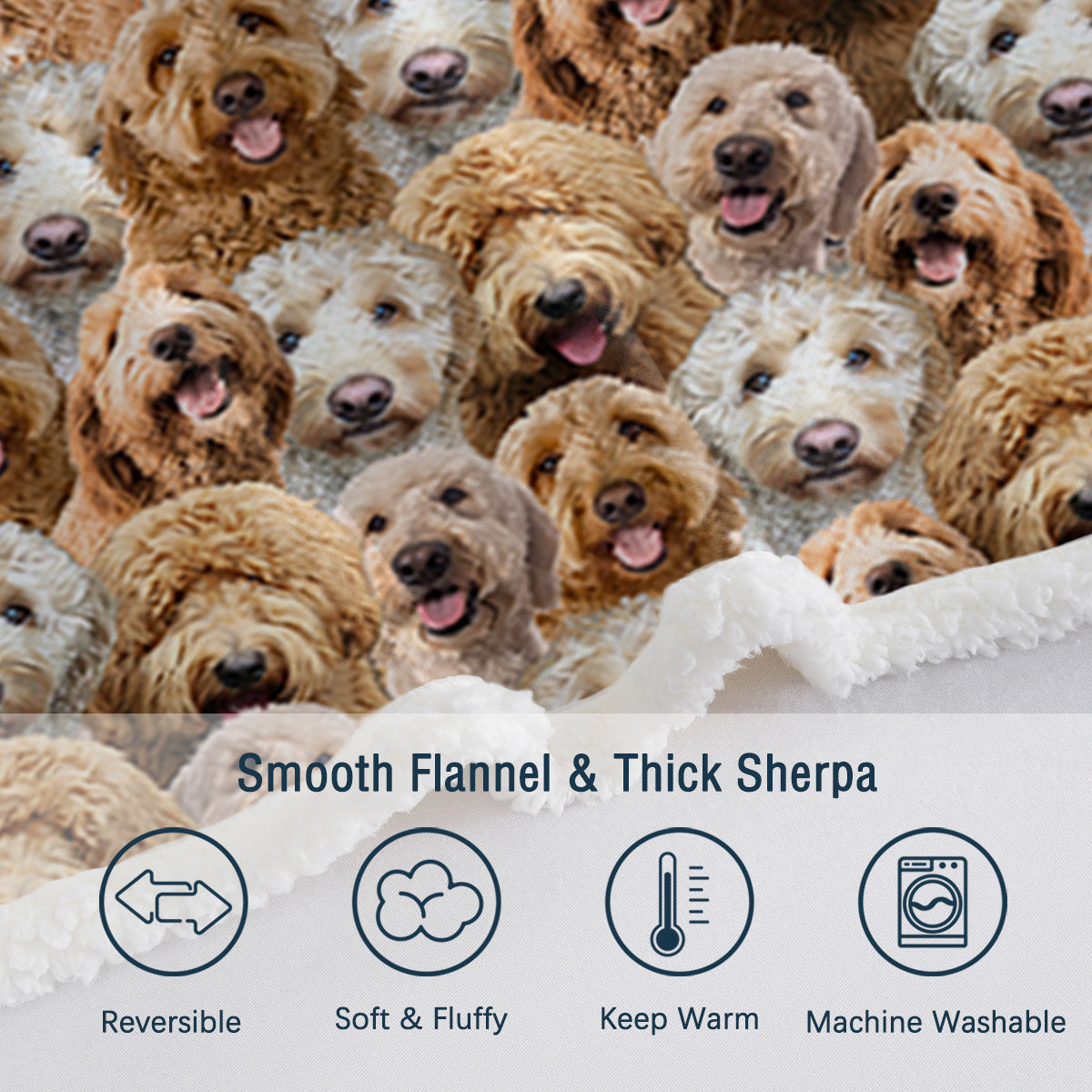 US & UK Local  Cockapoos Fleece Blanket Fuzzy Dogs Blanket For Kids Adults Cute Puppy Cockapoos Throw Blanket Puppy Dog Animal Pattern Sherpa Blankets Cockapoos Gifts For Women