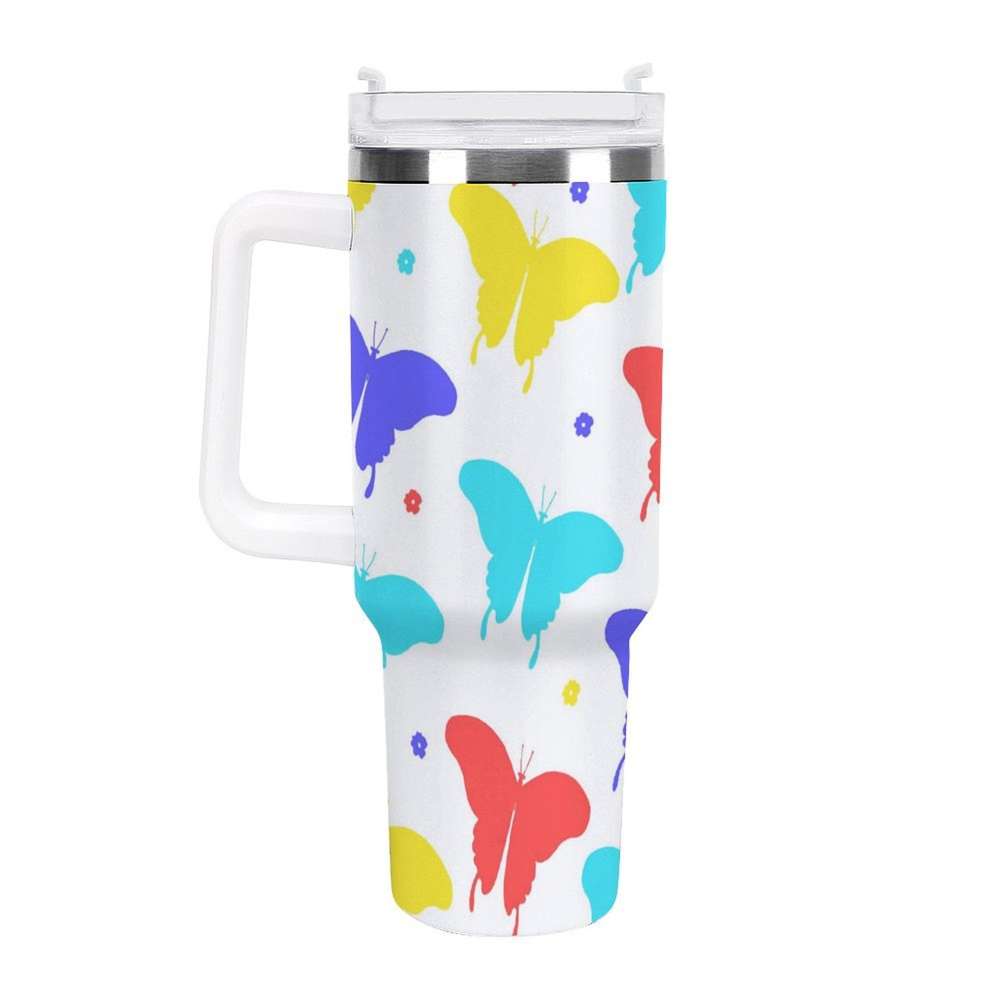 PHDT00495 POD US Local Tumbler 40oz Large Capacity Car Cup Butterfly Red Blue ellow