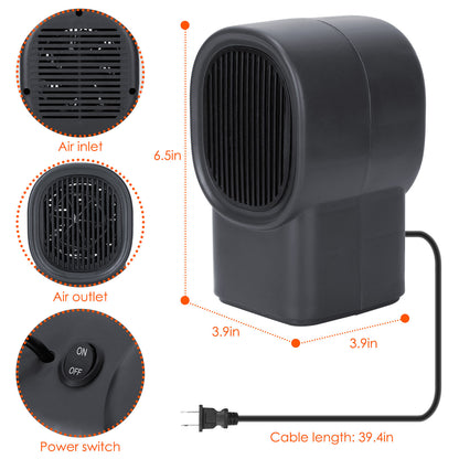US Local 1 Pc 500W Portable Electric Space Heater Mini Desktop Fan Heater Personal Small Space Heater For Home Office