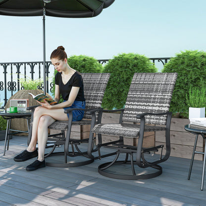 US Local Wicker Rattan Swivel Patio Glider Chair Set Of 2, Outdoor Glider Chair With Steel Frame, High Back, Gray