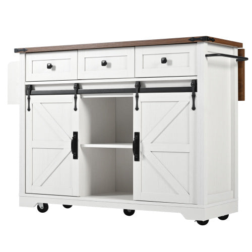 UK Local Kitchen Island, Serving Cart With Extendable Worktop, Kitchen Cart On Wheels, Kitchen Cabinet With 2 Sliding Doors And 3 Drawers, Dining Cart With Wood Grain, Kitchen Cabinet