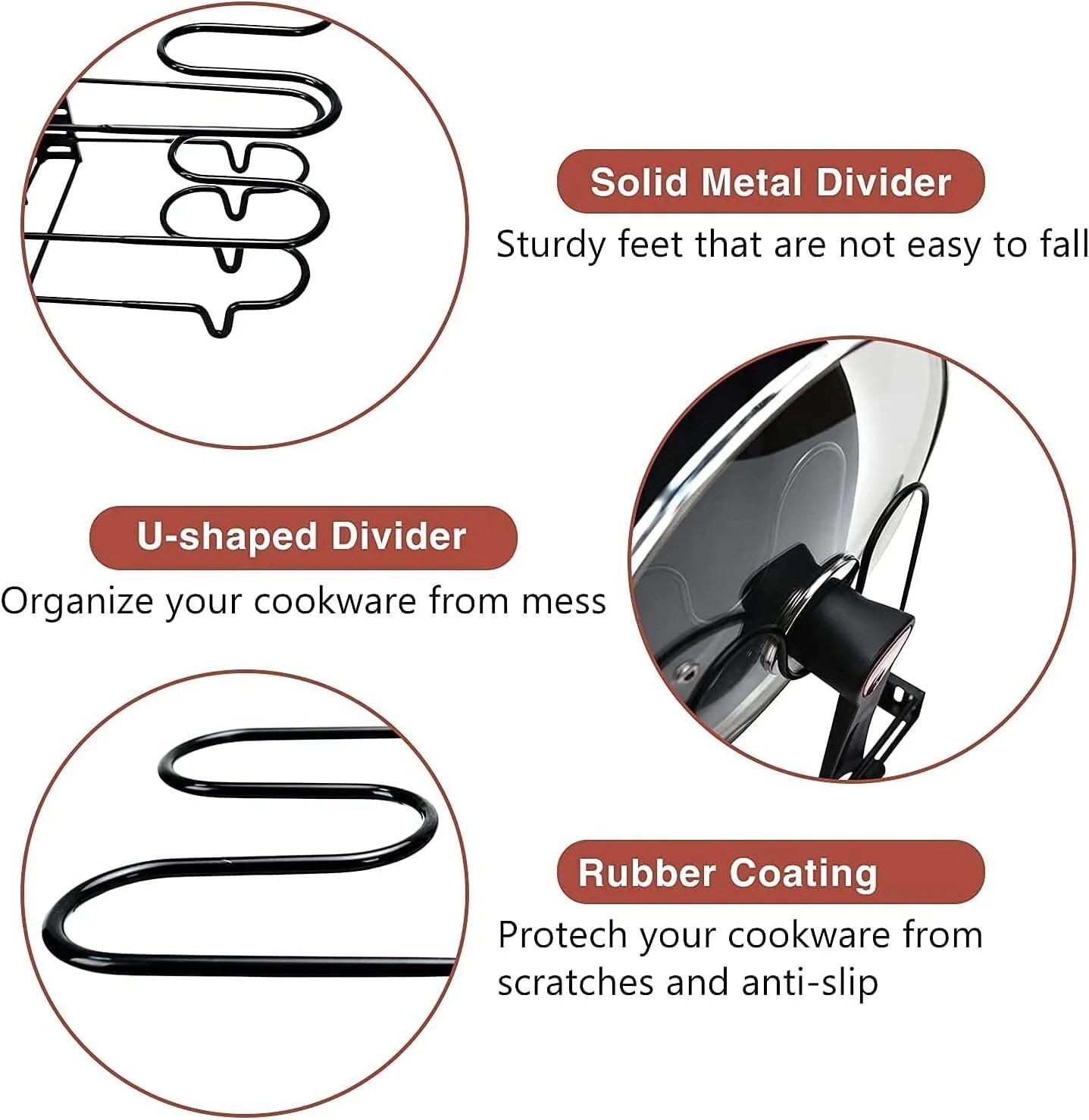 US Local Upgraded 2 Piece Cookware Set Organizer Rack And Dish Drying Rack 8 Tier Pot And Pan Organizer For Kitchen Counter