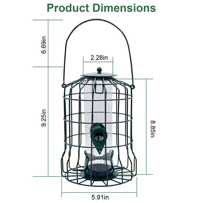 US Local 1Pc Outdoor Wild Bird Feeder Squirrel-Proof Chew-Proof Metal Hanging Seed Feeder With 4 Feeding Port For Small Songbirds