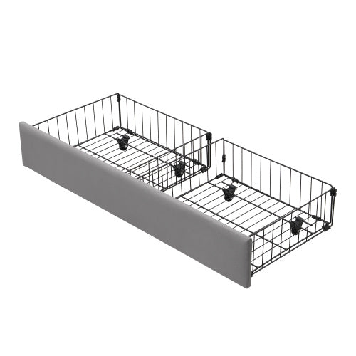 UK Local Upholstered Bed,Double Bed-4ft6 135x190cm, Velvet Fabric, Double Bed, Large Storage Space,With Slats And Headboard,Without Mattress,Grey
