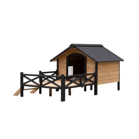 US Local Outdoor Large Wooden Cabin House Style Wooden Dog Kennel With Porch