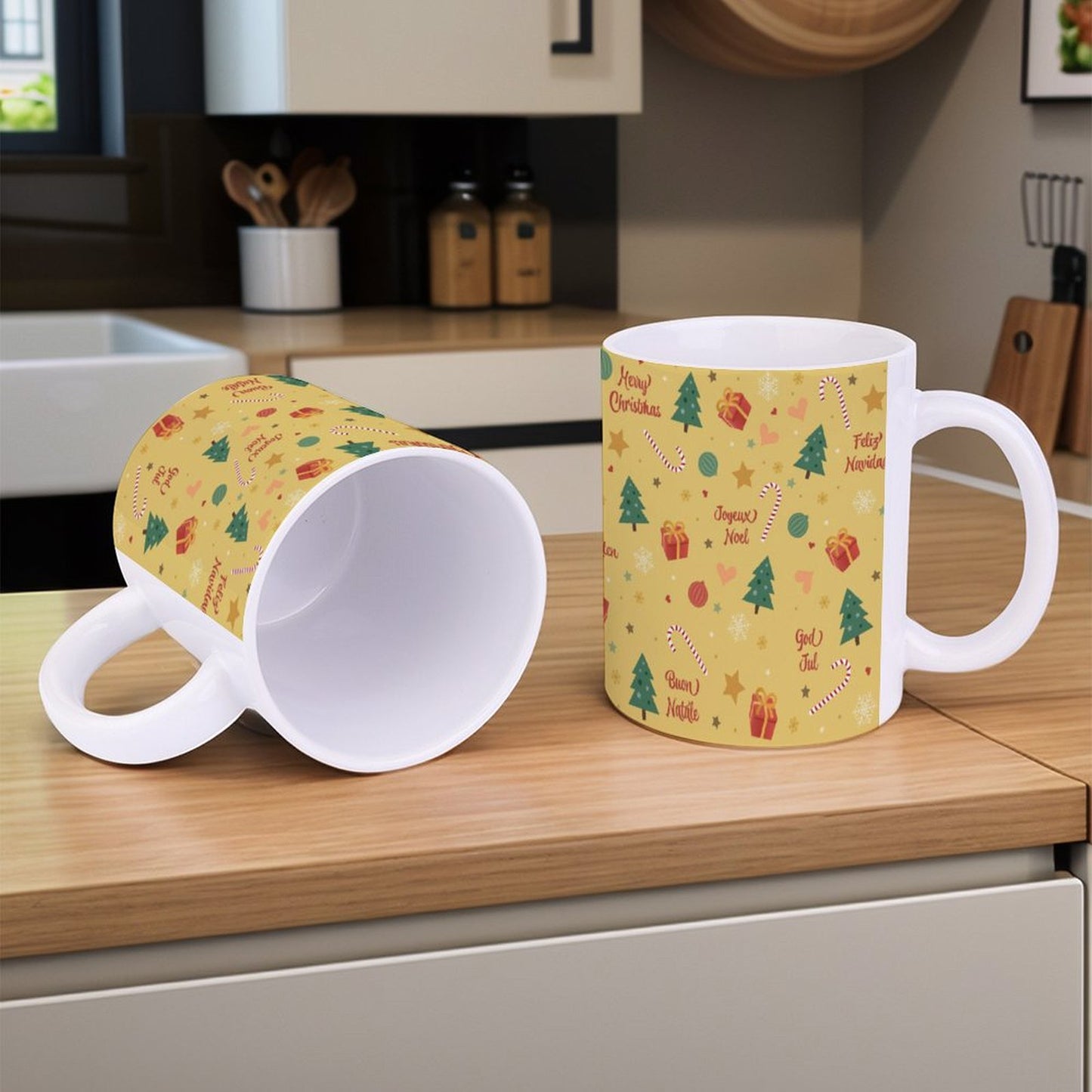 POD US Local White mug with full print, Christmas Yellow 0023