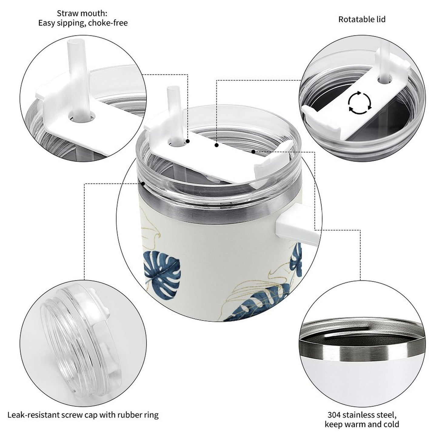 PHDT00030 POD US Local Tumbler 40 oz Large Capacity Car Cup Leaves, Phnom Penh