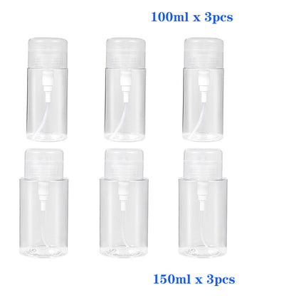 US Local 6pcs Portable Travel Push Pump Dispenser Bottle  Empty Mini Travel Size Bottle For Toner And Makeup Remover
