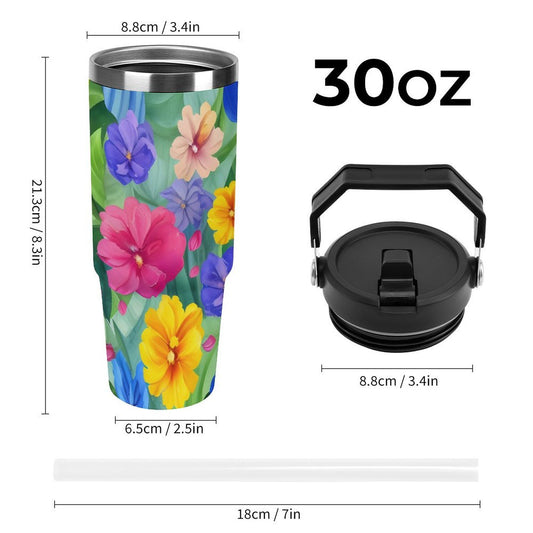 POD US Local Tumbler 30oz Large Capacity Car Cup Tropical, Safflower, Bright Style