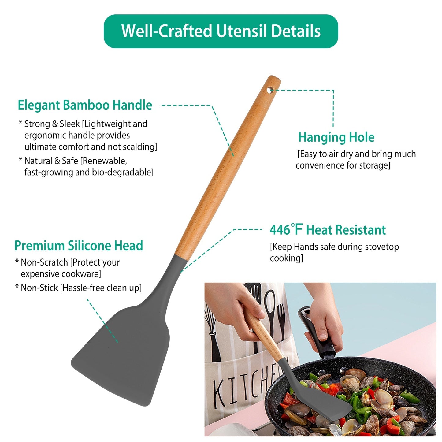 US Local 11 Piece Silicone Cooking Tool Set