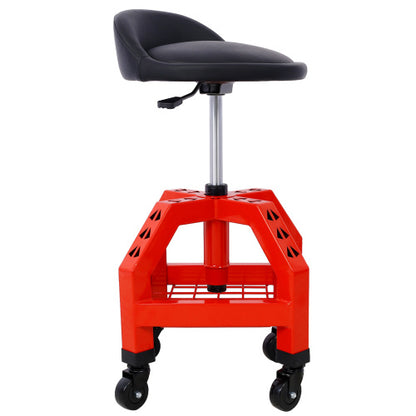 US Local Pneumatic 360 Degree Swivel Stool, Mechanics Rolling Creeper Seat, Heavy Duty Rolling Mechanics Stool, Shop Stool With Casters Red