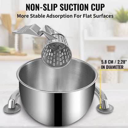 US Local Rotary Cheese Grater, Zinc Alloy Rotary Vegetable Mandoline, Manual Cheese Mandoline W/ 5 Stainless Steel Cutting Cones, Manual Vegetable Grater W/ 2.5L Bowl, Rotary Shredder W/Suction Base