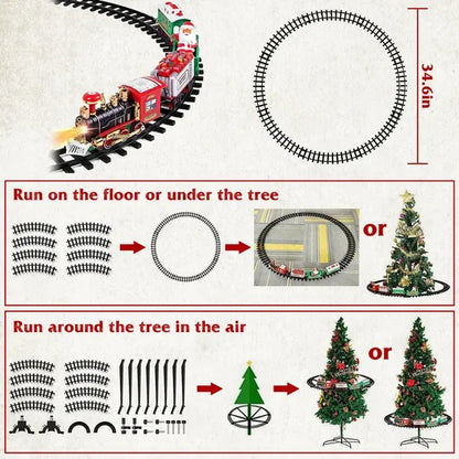 US Local Electric Train Set Kid Toy Xmas Steam Train Kit Tree Surround Track Battery Operated