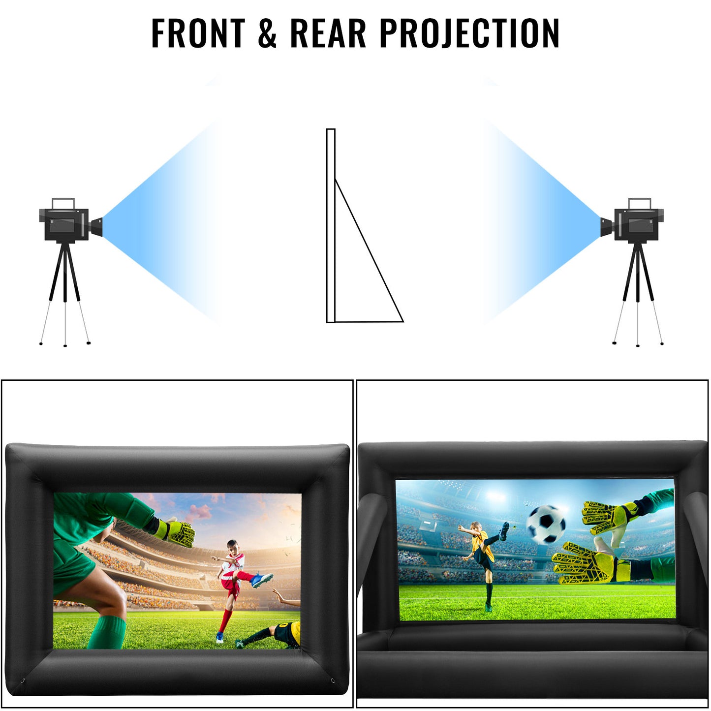US Local VEVOR Inflatable Movie Screen 24FT 288inch  Inflatable Projector Screen For Outside With 360W Air Blower Inflatable Screen Oxford Fabric Material Blow Up Screen For Outdoor Movie Supports Front Rear P