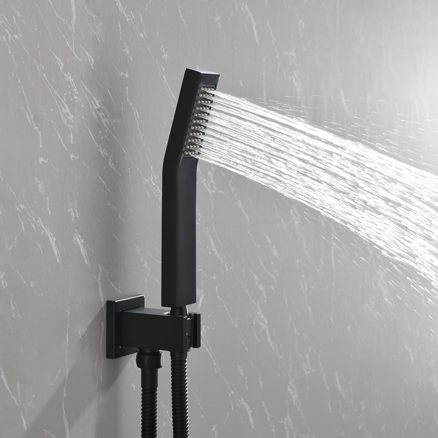 US Local Brass Matte Black Shower Faucet With Shower System,10 Inch Shower Head And Handheld Spray Bathroom Combination