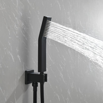 US Local Brass Matte Black Shower Faucet With Shower System,10 Inch Shower Head And Handheld Spray Bathroom Combination