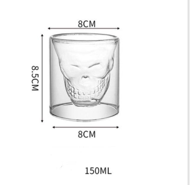 Creative Double-Layer Skull Net Red Glass Whiskey Glass For Home Bar Club Whiskey Wine Vodka And Beer Wine Glass