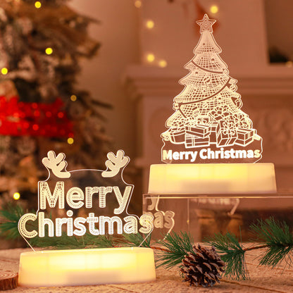 US Local Christmas Decoration 3D Lamp Acrylic LED Night Lights New Year Valentines Day Christmas Kids Gift Christmas Ornaments