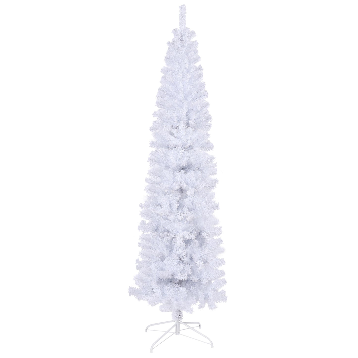 US Local 7.5 Feet White Slender Faux Christmas Tree Including Foldable Metal Stands