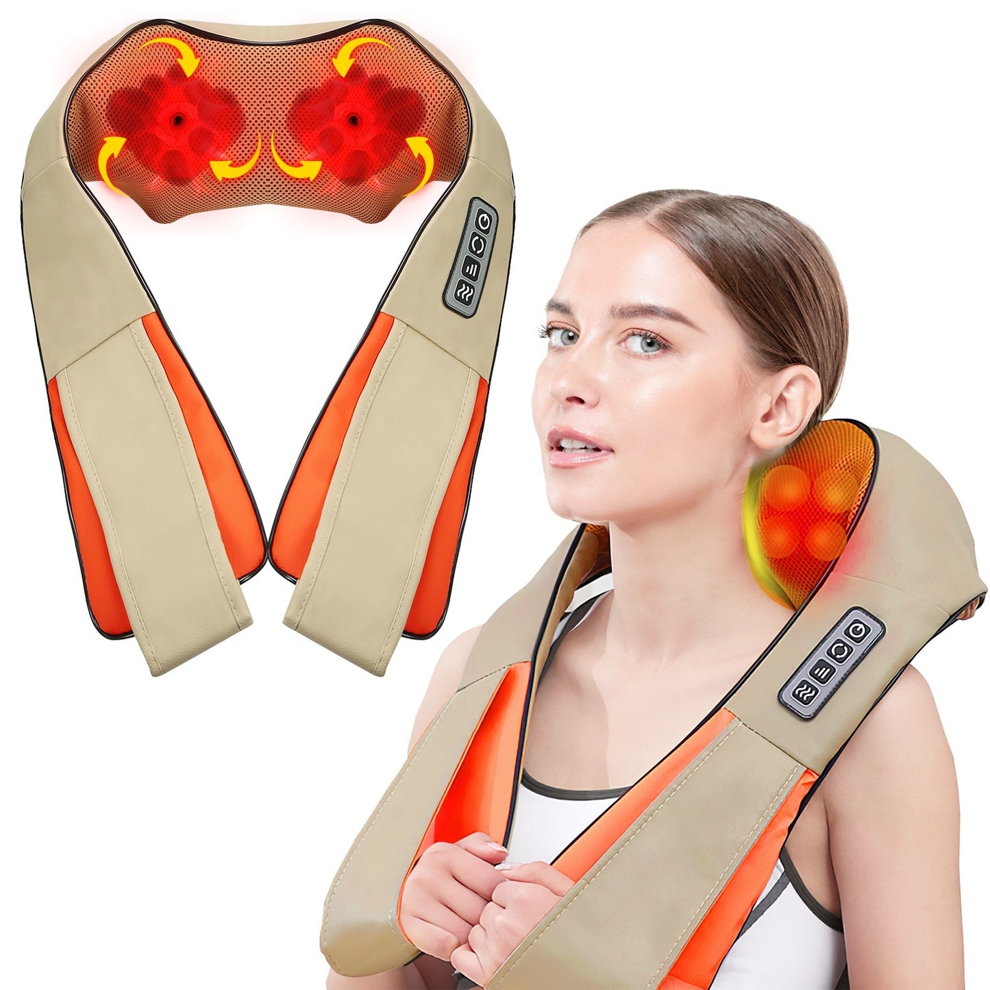 US Local 1 Pc Neck Shoulder Massager Electric Back Massage Cape With Heat Deep Tissue 3D Kneading Massage Neck Waist Shiatsu Massager Pillow For Muscles Pain Relief Relax In Car Office And Home