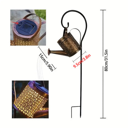US Local 1   2pcs Watering Can Lights, Copper Solar Garden Lights For Outdoor  Pathway  Yard Deck  Lawn Patio