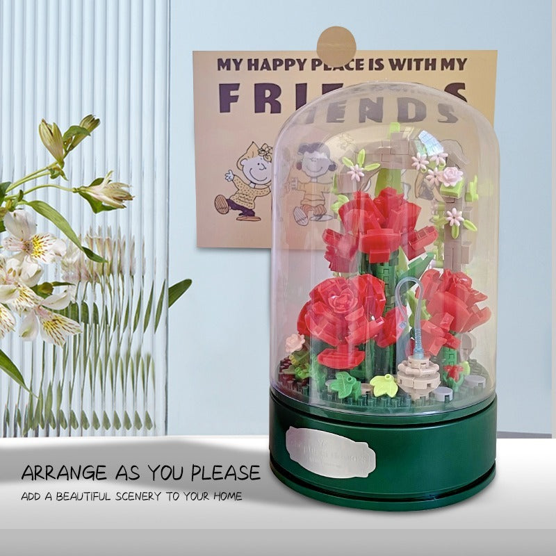 US Local Encounter A Rose Music Box With A Transparent Cover, A Rotating Music Pedestal