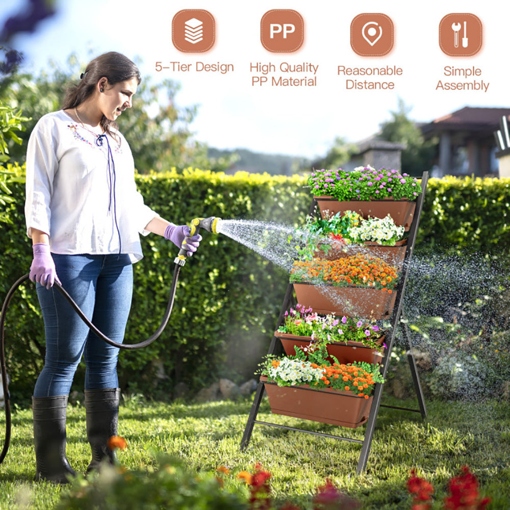 US Local 5-tier Vertical Garden Planter Box Elevated Raised Bed With 5 Container