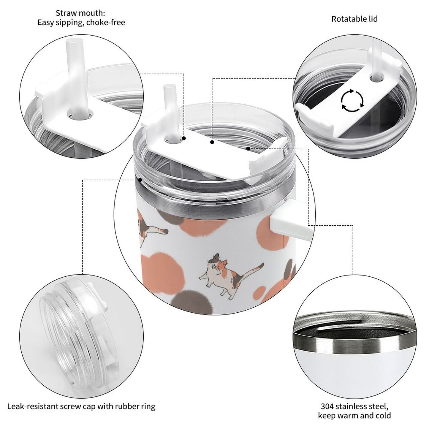 PHDT00247 POD US Local Tumbler 40 oz Large Capacity Car Cup Cat