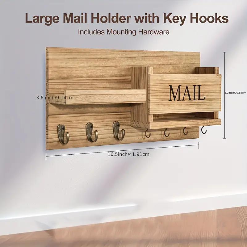 US Local Simple Wooden Wall Mounted Keychain Mail Storage Rack Farmhouse Style Decorative Floating Shelves For Entry Bedroom Bathroom Living Room