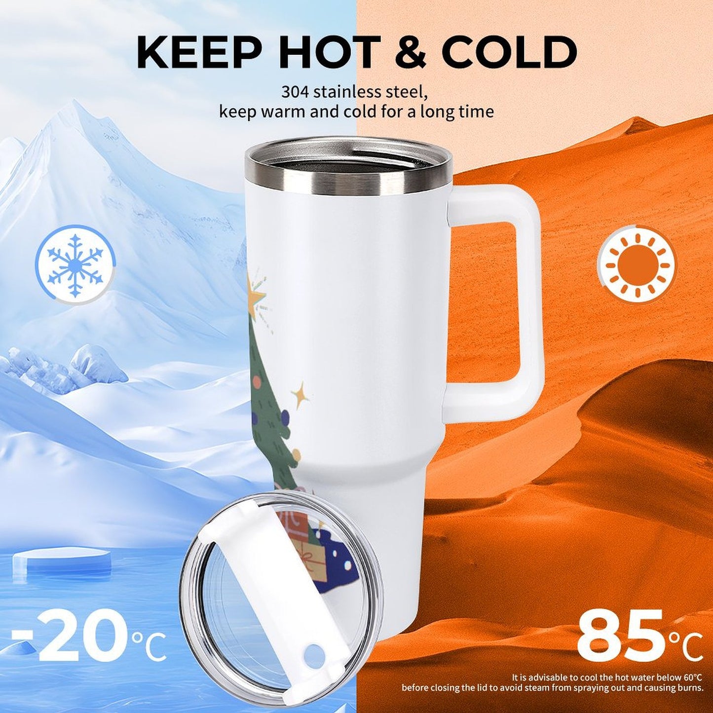 PHDT00104 POD US Local Tumbler 40 oz Large Capacity Car Cup Christmas Tree