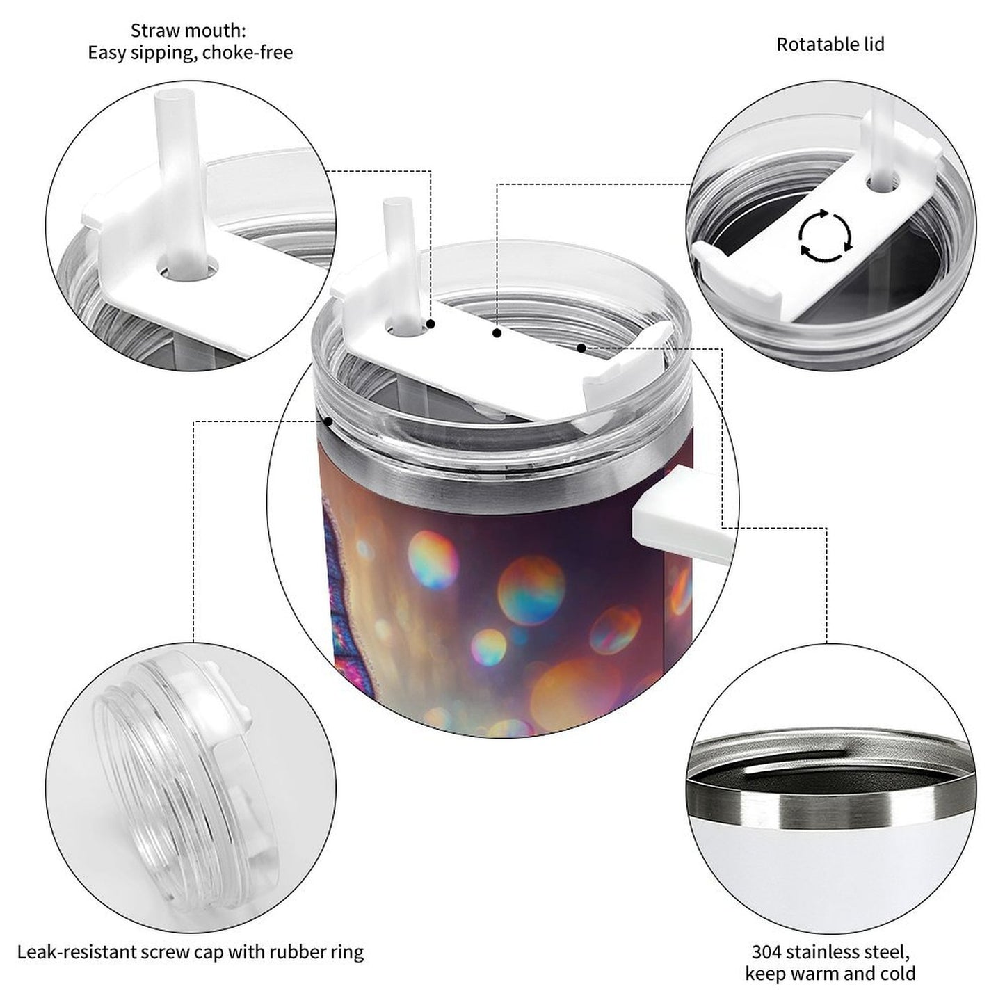 PHDT00530 POD US Local Tumbler 40oz Large Capacity Car Cup Big Butterfly, Color