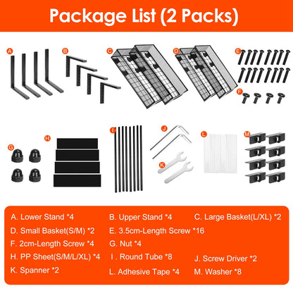 US Local 2Pcs Under Sink Organizer 2 Tier Pull Out Cabinet Baskets Storage Shelf Sliding Storage Drawers Rack With 5 Adjustable Height Mesh Baskets For Home Kitchen Bathroom Office