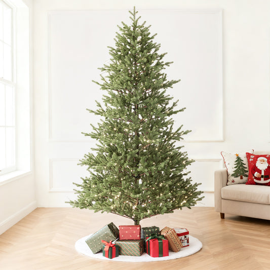 US Local Balsam Fir Heritage 7.5ft Christmas Tree Pre-Lit Artificial Full With 3,941 Branch Tips & 1,485 Low-Voltage Warm LED Lights, Foldable Stand & Realistic Flame-Resistant Branches