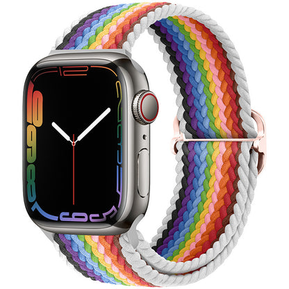 Double Loop Nylon Loop Woven Rainbow Watch Strap