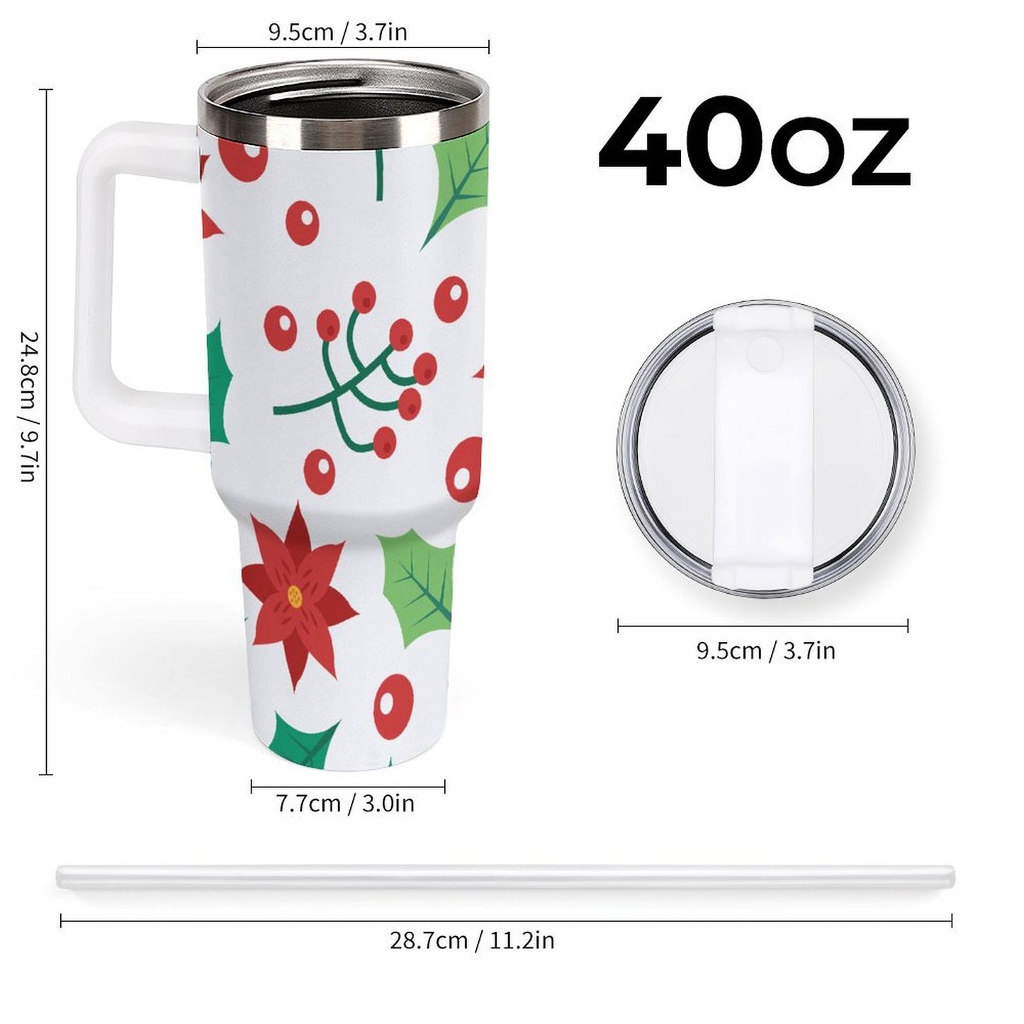 PHDT00305 POD US Local Tumbler 40 oz Large Capacity Car Cup Christmas Red Green