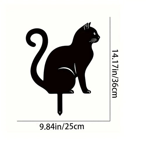 1pc Rusty Cute Cat Home Garden Stake Decoration - Cute Cat Garden Decor