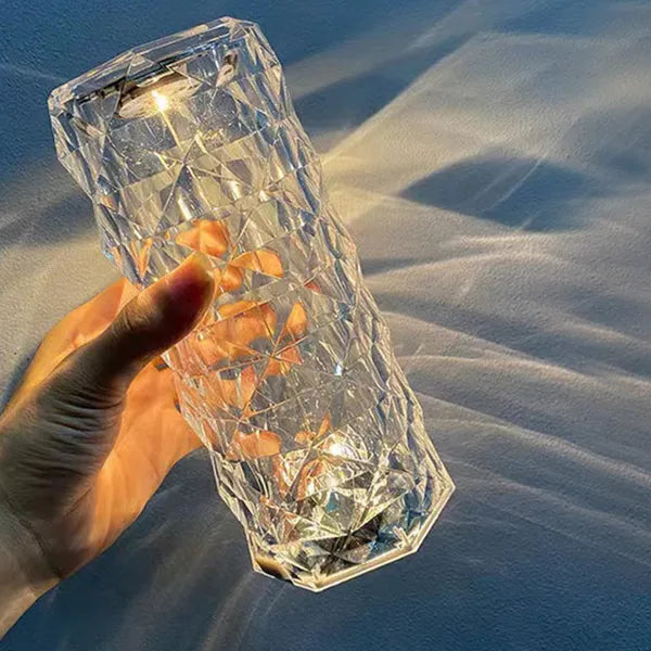 US Local Crystal Diamond Rose Table Lamp Dimmable Remote Touch Control Night Light