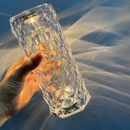 US Local Crystal Diamond Rose Table Lamp Dimmable Remote Touch Control Night Light