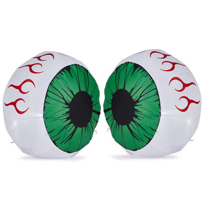 US Local 2PCS 3ft Green Eyed Ball ,2 White LED Lights Halloween Inflatable Decoration 12V