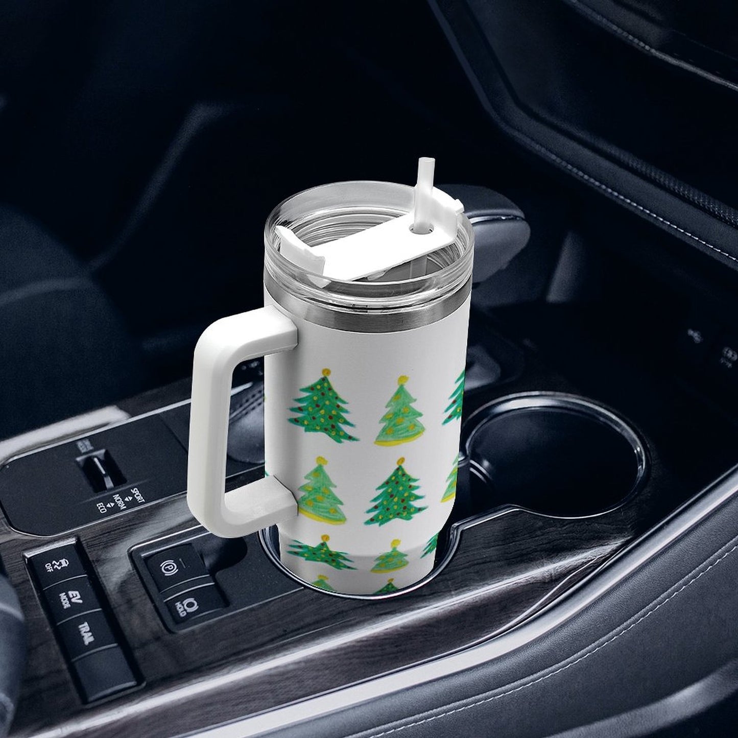 PHDT00064 POD US Local Tumbler 40 oz Large Capacity Car Cup Christmas Tree, Painted, Green