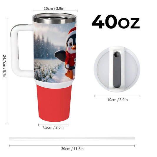 USA Local Large Capacity Car Cup Xmas Penguin_1 Red 40oz