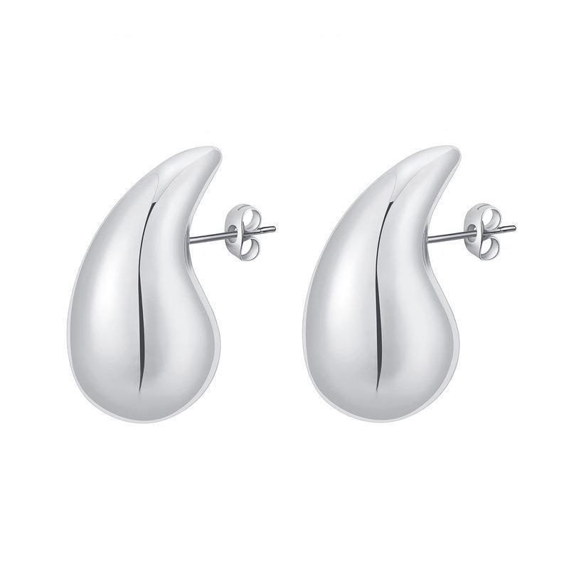 European And American Stainless Steel Hollow Affordable Luxury Style Water Drop Earrings Women