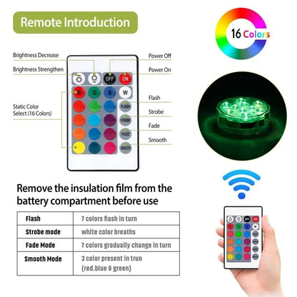 US Local 4Pcs Submersible RGB LED Lights IP68 Waterproof Underwater Color Changing Lamps Remote Control