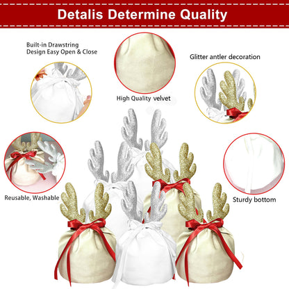 US Local 5 Pcs Christmas Antler Gift Bags