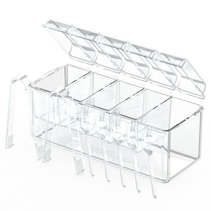 US Local 1 Set Ice Chilled Condiment Caddy Serving Tray Container Bar Garnish Holder Salad Platter Server Food Storage With 5 Removable Containers 5 Lids 2 Tongs 5 Sporks