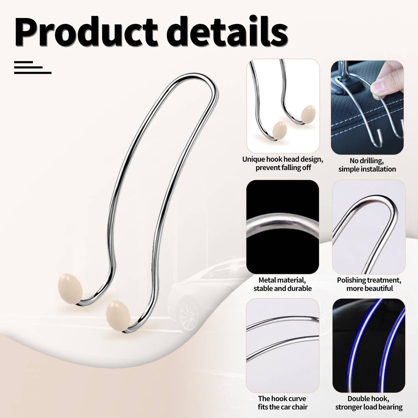 4PCS Multi-functional Vehicle-mounted Storage Hook ,Car Seat Back Storage Hook