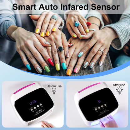 US Local UV Nail Lamp, Professional Cordless UV LED Lamp For Nails 66Pcs Lamp Beads Automatic Sensor Gel Nail Uv Light For Nail Art At Home And In Salons