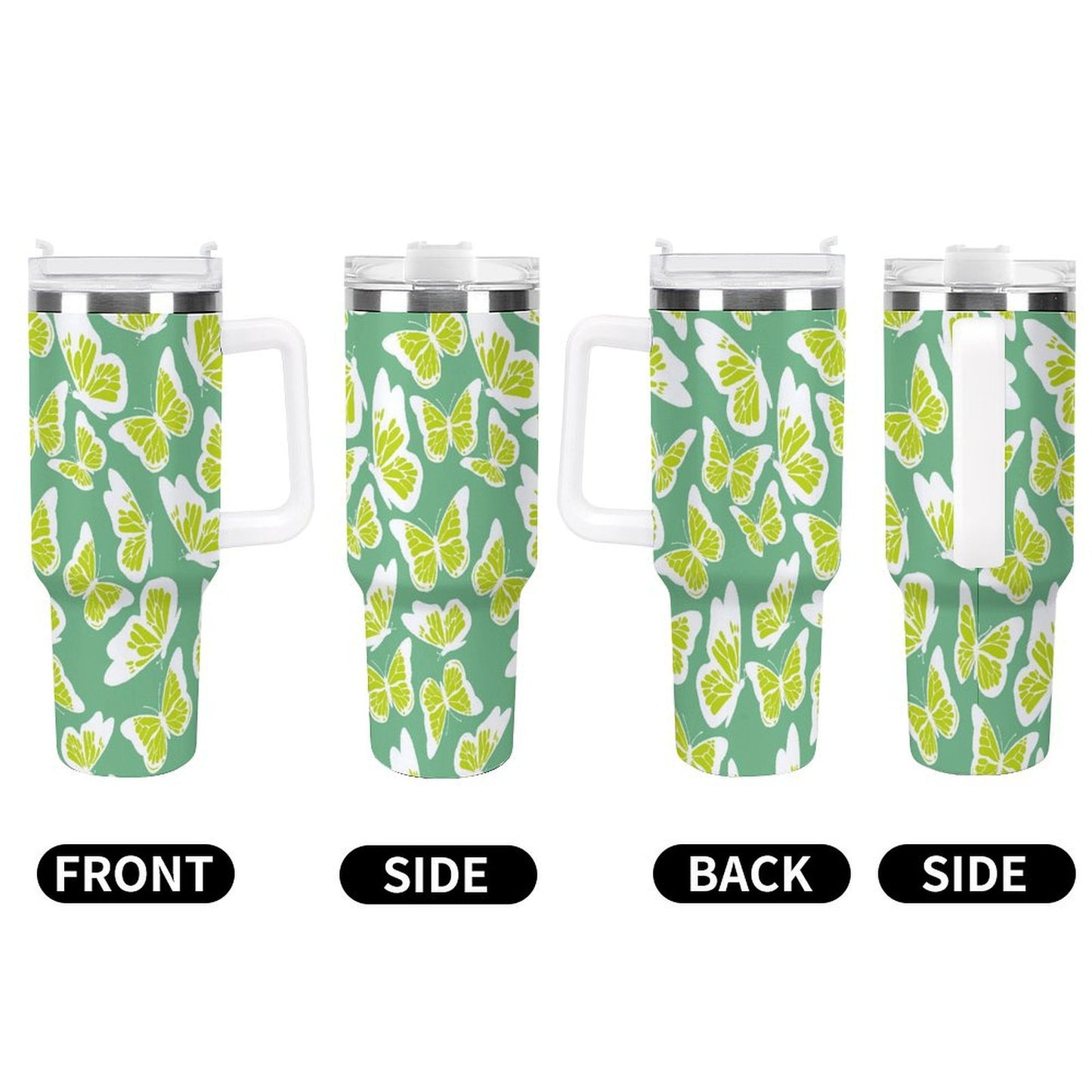 PHDT00523 POD US Local Tumbler 40oz Large Capacity Car Cup Green Butterfly
