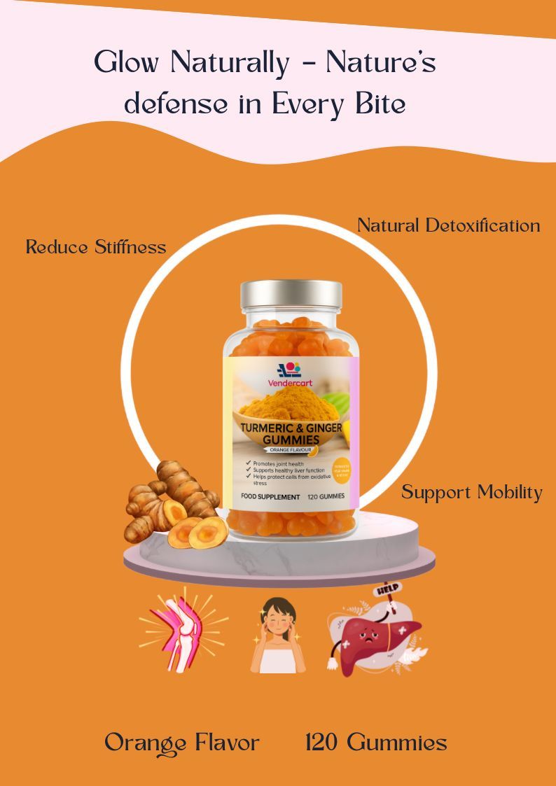 UK Local Turmeric & Ginger Gummies 120ct- Joint Support, Immune Boost, Vegan Friendly